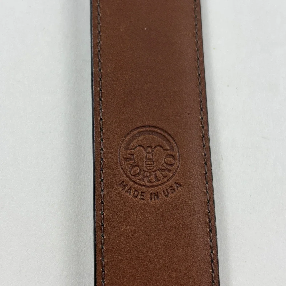 Torino Leather Belt Mens 38 Burgundy Aniline Kipskin Gold Buckle USA